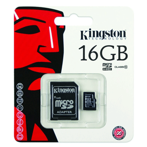 Kingston 16GB SDC10 Class 10 Micro SDHC Card with Adaptor