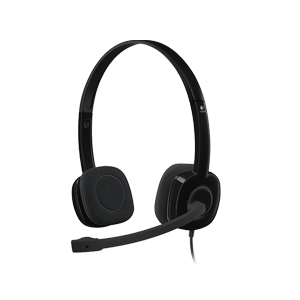 Logitech H151 Stereo Headset with Noise Cancelling Mic, Multi-device headset with in-line controls, 3.5mm audio jack,Rotating Mic