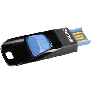 SanDisk Cruzer Edge 4GB USB Flash Drive (Blue / Red / Purple)