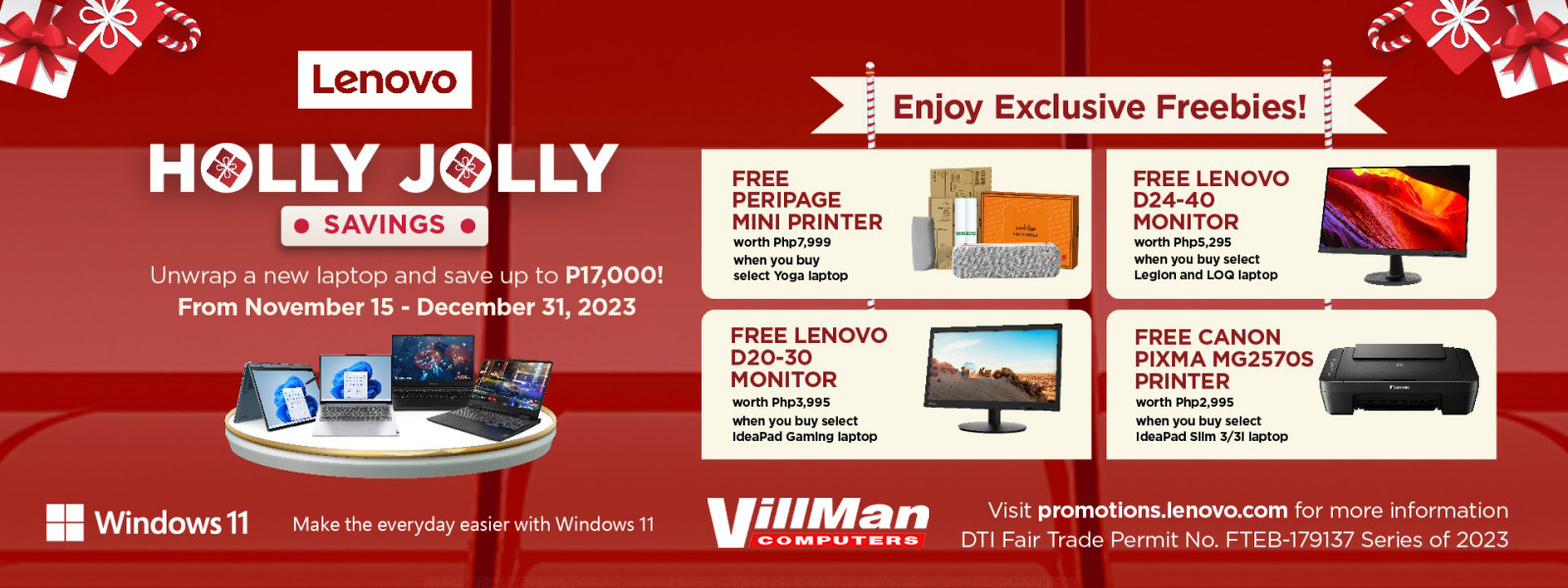Unwrap a new Lenovo device this Christmas and get up to Php17,000! From November 15-December 31, 2023