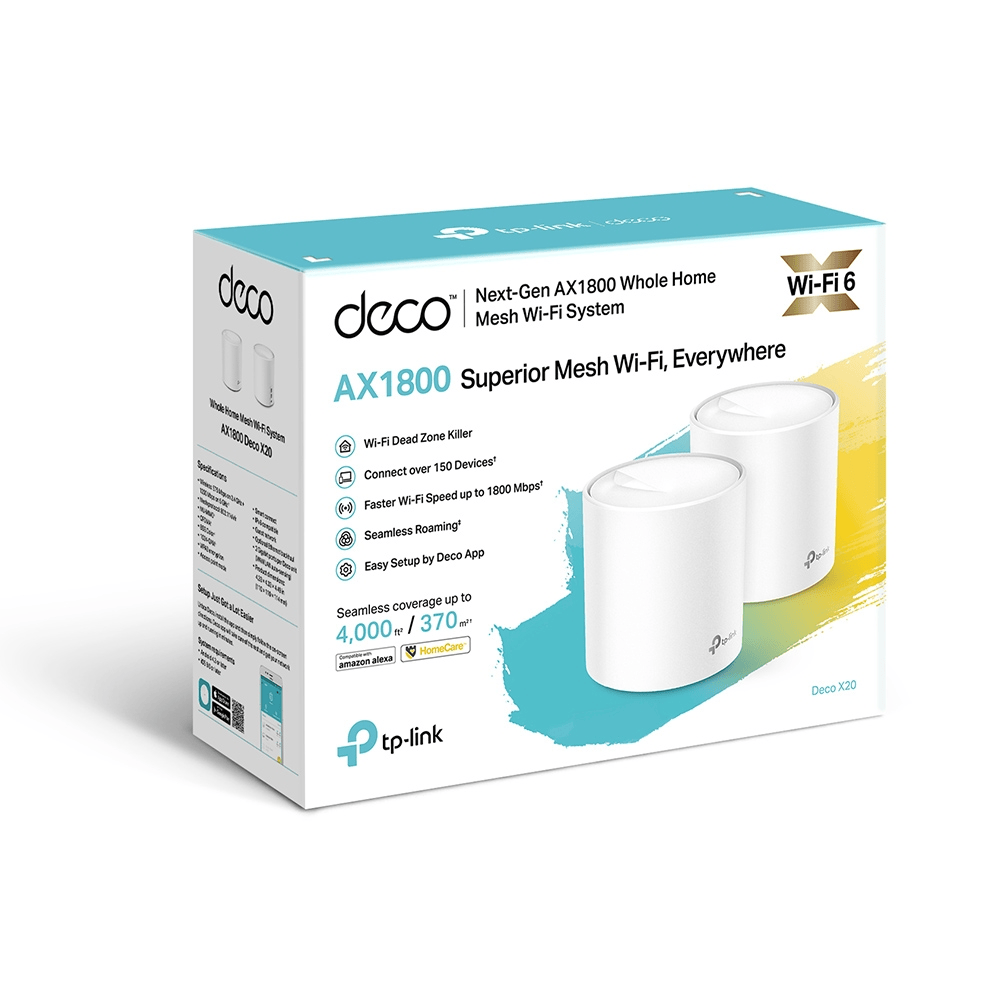 TP-Link DECO X20 AX1800 (2-pack) Whole Home Mesh Wi-Fi 6 System