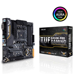 Asus TUF B450M-PRO mATX Gaming Motherboard Aura Sync RGB LED, DDR4 4400MHz support, Dual M.2, and native USB 3.1 Gen 2