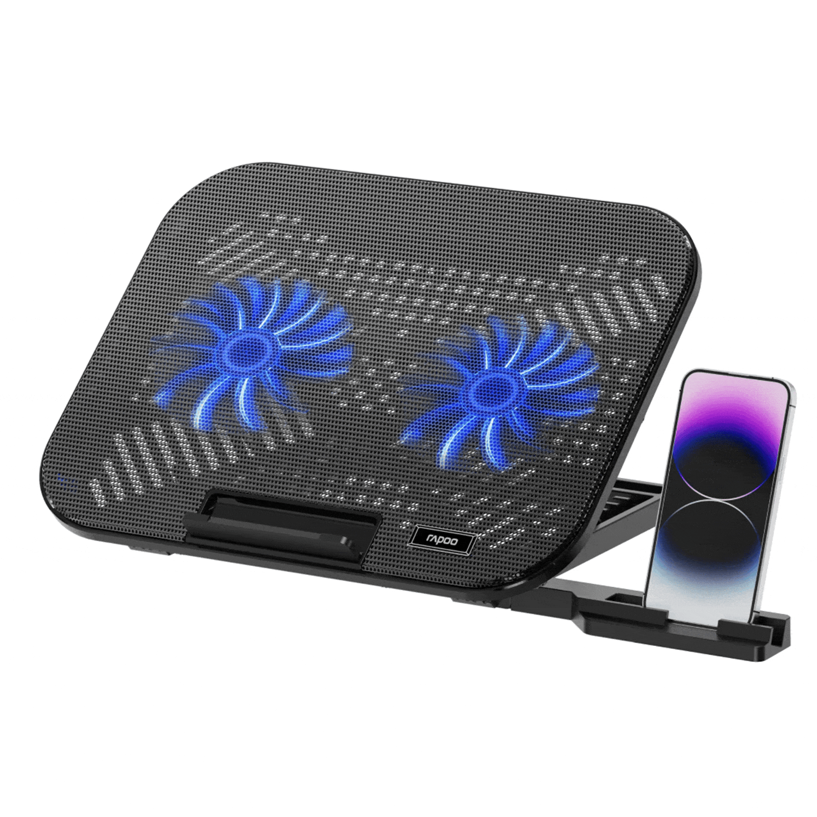 Rapoo CF200 Laptop Cooling Pad with Dual Silent Fans and Phone Holder