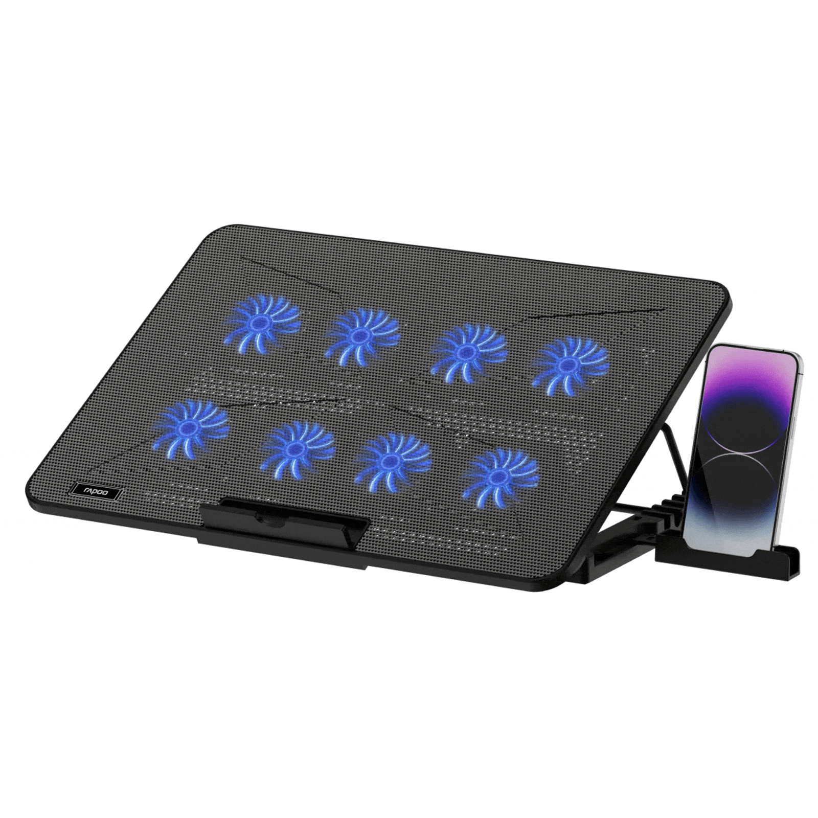 Rapoo CF300 Laptop Cooling Pad with 8-Fan Cooling System and Phone Holder
