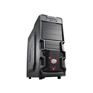 Cooler Master K380 Mid-Tower Casing w/ One 120mm red LED fan & Windowed Side Panel (w/o Power Supply) Rugged Look 