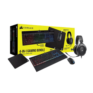 Corsair 4in1 Gaming Bundle 2021 Edition K55 RGB KB | MM100 Mouse Pad | Harpoon RGB Pro Mouse | HS50 Pro Stereo Headset