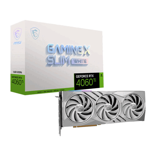 MSI GeForce RTX 4060 Ti GAMING X SLIM WHITE 16G GDDR6 Graphics Card
