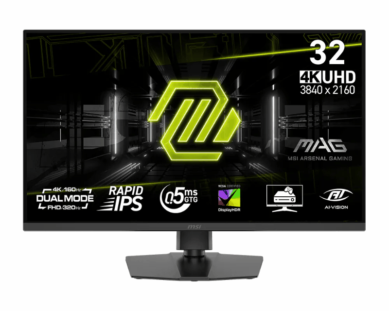 MSI Gaming MAG 322URDF E16 31.5 UHD 160Hz / FHD 320Hz Rapid IPS Gaming Monitor | 0.5ms GtG | DisplayHDR 400 | HDMI 2.1 | FreeSync