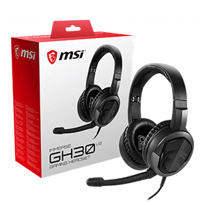 MSI GH30 V2 Headphones | Detachable Microphone | 40mm drivers | 3.5mm splitter cable