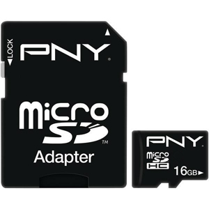 PNY 16GB (PFUD016-BR20 ) Micro SD Card w/ Adapter