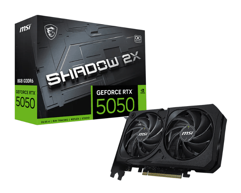 MSI GeForce RTX 5050 8G Shadow 2X OC | 8GB GDDR6 128-bit | PCIe Gen 5 x16 | DisplayPort + HDMI
