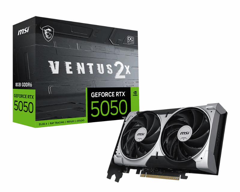 MSI GeForce RTX 5050 8G Ventus 2X OC | 8GB GDDR6 128-bit | PCIe Gen 5 x16 | DisplayPort + HDMI