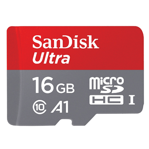SanDisk Ultra 16GB microSDHC UHS-I card with Adapter - 98MB/s U1 A1 - SDSQUAR-016G-GN6MA