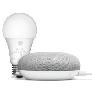 Google Smart Light Starter Kit with Google Assistant - Google Home Mini and GE C-Life Smart Light Bulb