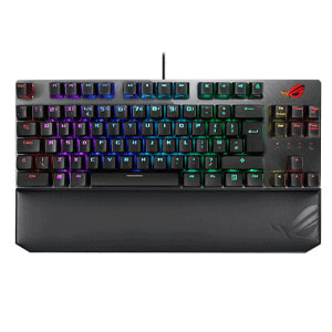 Asus ROG Strix Scope TKL Deluxe wired mechanical RGB gaming keyboard for FPS games, with Cherry MX Red/Blue Switches