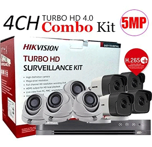 Hikvision TVI-4CH2D2B-5MP 8CHANNEL DVR, 2X DOME, 2X BULLET CAMERA PACKAGE