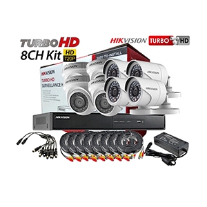 Hikvision TVI-8CH4D4B-1MP 8CHANNEL DVR, 4X DOME, 4X BULLET CAMERA PACKAGE